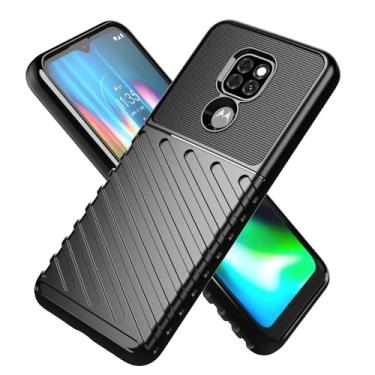 Imagem de HTXWXJC Capa de celular para Moto G9, capa para Moto G9 Play, Motorola E7 Plus, capa à prova de choque, capas protetoras de TPU antiarranhões, capa de grau militar para Motorola Moto G9 Play, preta