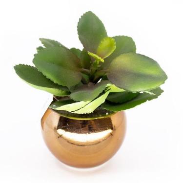 Imagem de Vaso Decorativo Dourado Com Suculenta Artificial Folha Baixa F04 - D'R