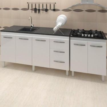 Imagem de Balcao Pia 150cm para Cooktop 5 Bocas Branco Mobbs Branco - MÓBLIS MÓV