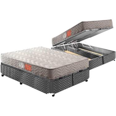 Imagem de Cama Box Baú Queen: Colchão Espuma D45 Paropas Pasquale + Base CRC Suede Gray(158x198)
