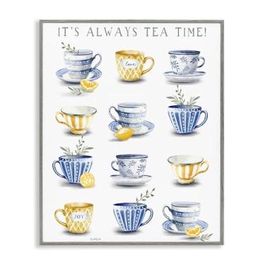 Imagem de Stupell Industries It's Always Tea Time Arte giclée emoldurada preta, design por Elizabeth Tyndall, 50 x 40 cm