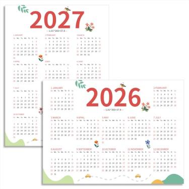 Imagem de Calendário de pôster 2026-2027 calendário de parede anual planejador de ano 2026-2027 Uma página para sala de aula escolar mesa mesa mesa gráfico papel grande, janeiro de 2026 - dezembro de 2027