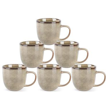 Imagem de AmorArc Canecas de café de 340 g, conjunto de 6 canecas de café de cerâmica para homem, mulher, pai, mãe, canecas de café modernas com alça para latte/cappuccino/leite/cacau. Seguro para lava-louças e
