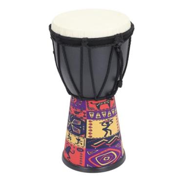 Imagem de XUXHOU Tambor de Percussão Manual, Tambor Manual Africano de 4 Polegadas, Pele de Carneiro Artística Pintada para Faça você Mesmo, Cavidade Em PVC Preto, Design Leve e Portátil para Crianças e Músicos