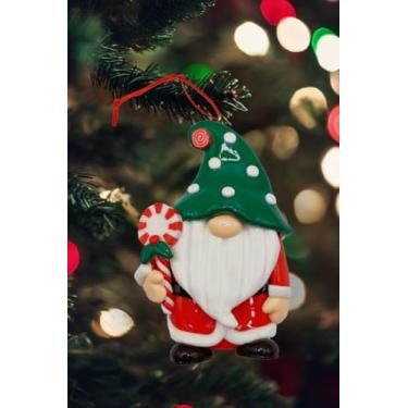 Imagem de Wizardi Enfeite de Natal - Papai Noel brilhante de gengibre com bengala doce. Decoração festiva F07-N2-7-E2511A