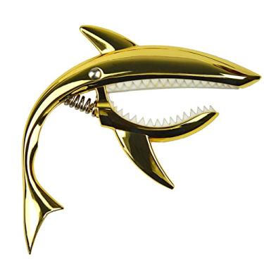 Imagem de XUXHOU Capo de Liga de Zinco, Design Em Forma de Tubarão, Resistente à Corrosão, para Violão, Ukulele, Bandolim, Banjo, Ouro, Funciona Com a Maioria Dos Instrumentos de Cordas