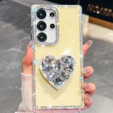 Imagem de Capa para Galaxy A55 5G com glitter transparente e suporte em formato de estrela (para Galaxy A55 5G/amarelo)