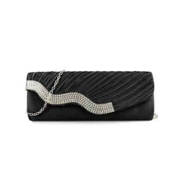 Imagem de MultiValue Bolsas clutch para mulheres, bolsa noturna brilhante com corrente destacável bolsas femininas para noite para festas de casamento, Preto