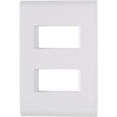 Imagem de Kit 6 Placa 2 Postos Afastados 4x2 Tramontina Liz Branca