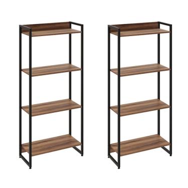 Imagem de Kit 2 Estantes Escritório 4 Prateleiras 145x60cm Nogal