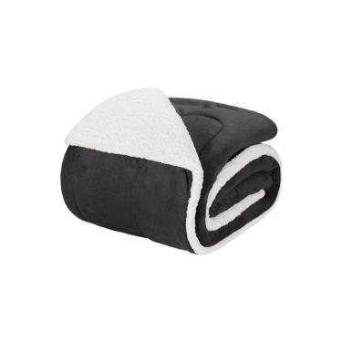 Imagem de Coberdrom 1 Peça Solteiro Fleece Com Sherpa Noruega 100% Poliéster - Preto