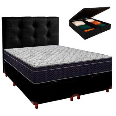 Imagem de Box Bau Preto+Colchão Casal Airtech 150 Ortobom+Cabeceira