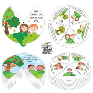Imagem de AsodSway Easter Adam Eve Paper Crafts Coloring Wheel, 72 The Story Of Adam And Eve Bible Characters Religious Coloring Cards DIY Crafts Make Your Own Christian Story, Sunday School Memory Game for Kid