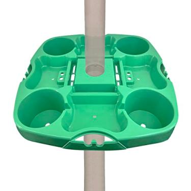 Imagem de Myard Bandeja de mesa universal para guarda-chuva de praia profissional de 38 cm com compartimentos para tablet, suportes de auriculares, suportes para bebidas, ranhuras para lanches, compartimentos