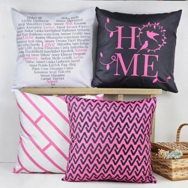Imagem de Kit 4 Capas de Almofadas Decorativa Home Pink - OK Darling