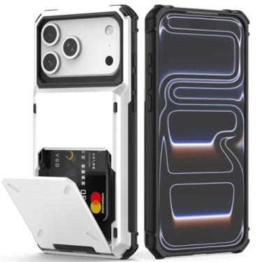 Imagem de Nvollnoe Capa compatível com iPhone 17 Pro Max com suporte para cartão [loja 5 cartões] Capa carteira resistente à prova de choque de camada dupla com compartimento para cartão oculto grande capa de