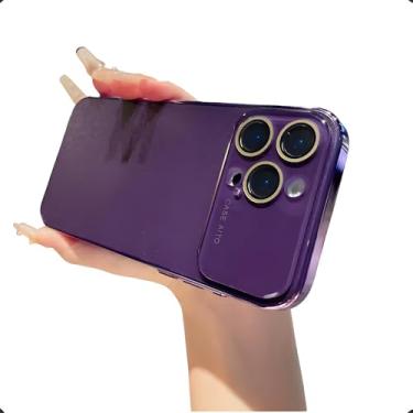 Imagem de Capinha Premium com Efeito Futurista – Compatível com Smartphones de 6,1" e 6,7" (Modelos 2023/2024) – Vidro Fosco + Alta Proteção (Roxo, 14 Pro Max)
