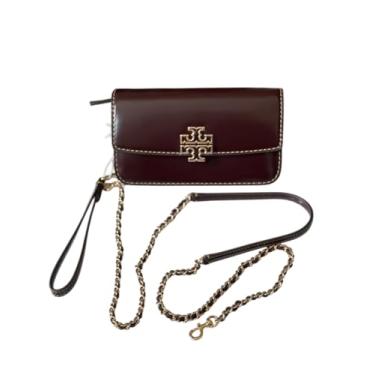 Imagem de Tory Burch Carteira feminina de corrente Britten com alça de pulso, Tempranillo