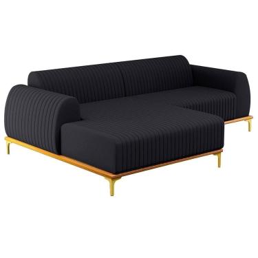 Imagem de Sofá 230cm 4 Lugares Com Chaise Esquerdo Pés Gold Molino D-465 Linho - Domi