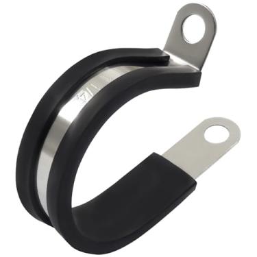 Imagem de Jiozermi 12 peças de braçadeira de cabo de 3,8 cm, braçadeira de fio de aço inoxidável, tira de tubo isolada acolchoada de borracha para mangueira, tubo, fio, tubo, cabo