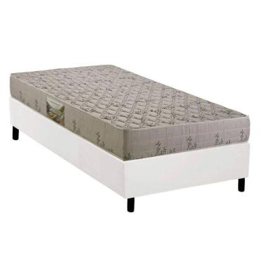 Imagem de Cama Box Solteiro: Colchão Espuma D33 Herval Cannes + Base Crc Corano White (88x188)