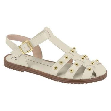 Imagem de Sandália Feminina Moleca Rasteira Pedrinhas Douradas Confortável Origi