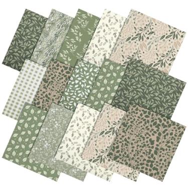 Imagem de Hahafelt 10 pacotes de tecido floral de 50 x 50 cm, tecidos de costura de folhas de primavera, quadrados pré-cortados de flores verdes para primavera, verão, artesanato, costura, artesanato, férias