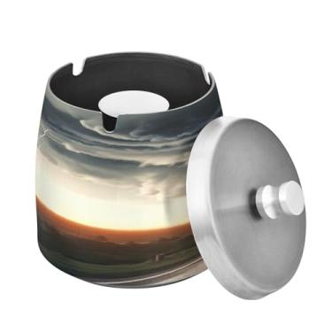 Imagem de Blueangle Cinzeiro de tornado preto com tampa para cigarros, à prova de vento/chuva, aço inoxidável, sem fumaça, inodoro, cinzeiro para uso interno ou externo (273)