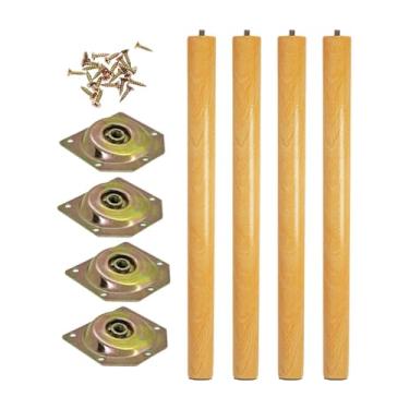 Imagem de Llazsybz 4x Pernas de Móveis de Madeira, Pernas de Mesa de Madeira com Parafusos de Montagem, Pernas de Cadeira para Cadeira, Sofá, Pufe, Cômoda, 50cm