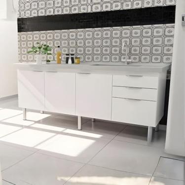 Imagem de Gabinete de Cozinha 174cm Armário Pia 3 Gavetas e 3 Portas (Branco)