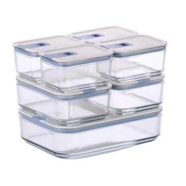 Imagem de Conjunto De Potes De Vidro Herméticos Retangulares - 7 Unidades - Tampa Com Alavanca