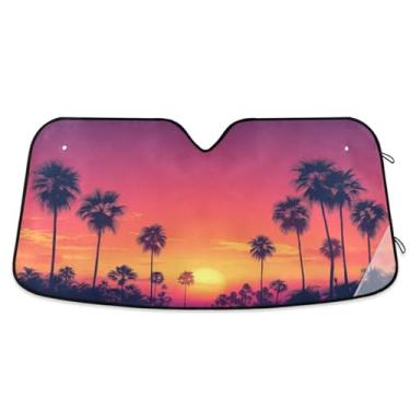 Imagem de ATTX Palmeira Silhuetas Para-brisas Carro Para-brisa 144.8 cm x 80.0 cm Escudo Solar Universal com Proteção UV, Auto Dobrável Persiana Frontal para Sedans SUVs Caminhões #180