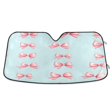 Imagem de ATTX Para-brisas de carro pequenos arcos rosa 139.7 cm x 70.1 cm escudo solar universal com proteção UV, persiana de janela frontal automática dobrável para caminhões Sedans SUVs #227