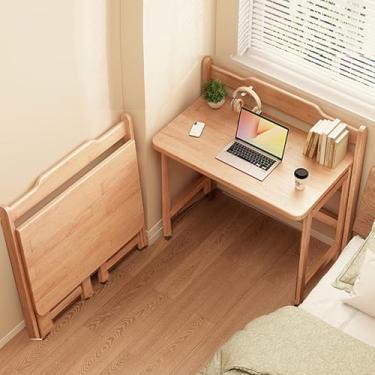 Imagem de Foldable Study Desk for Kids, Solid Wood Children Table Folding, Small Space Kids' Desk, Home Student Writing Desk, No Installation Need Wood Color 80cm