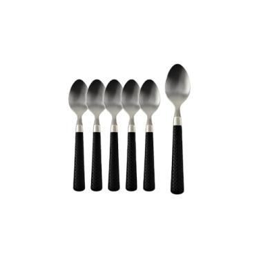Imagem de Kit 6 Colheres de Sobremesa Inox Linha Gramado, Preta, 14,5 cm, Polipropileno, Resistente
