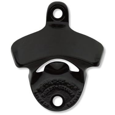 Imagem de STARR Abridor de garrafas original preto simples montado na parede, abridor de garrafas de ferro fundido revestido a pó com parafusos, suporte de parede estilo vintage para bar, garagem, pátio