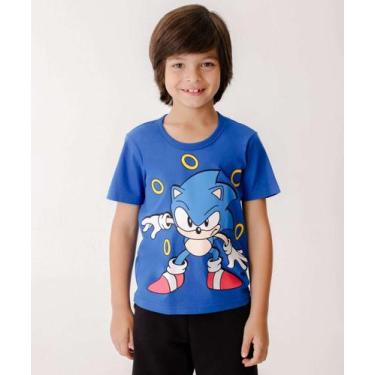 Imagem de Camiseta Infantil Estampada Manga Curta Sonic Tam 4 a -62022, Azul, 10