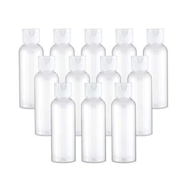 Imagem de TANCANO Garrafas de plástico para viagem, frasco de loção vazio transparente de 100 ml, recipientes pequenos com tampa flip para xampu, condicionador, artigos de higiene pessoal