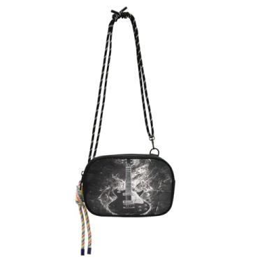 Imagem de STAYTOP Bolsa tiracolo pequena para guitarra preta e branca, carteira para celular para mulheres e homens, mini bolsa de viagem