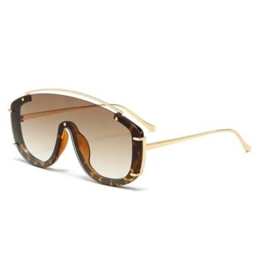 Imagem de JRLLFD Óculos de sol femininos e masculinos, gradiente, para áreas externas, UV400, luxuosos, masculinos (leopardo)