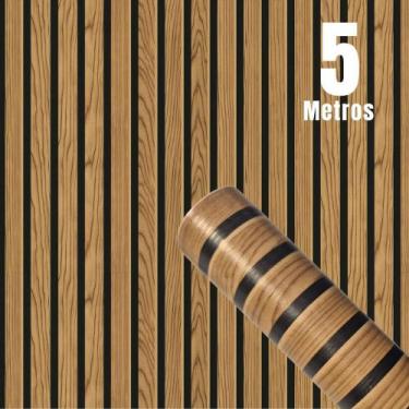 Imagem de Papel de Parede PREMIUM ROLO 5 METROS Ripado Cedro Autoadesivo Sala, Q