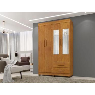 Imagem de Roupeiro Copacabana New 4 Portas 2 Gavetas e Espelho Benetil, Cinamomo