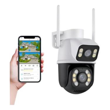 Imagem de Câmera de Segurança IP Dual Camera BM-IP173, 1080p Full HD, Wi-Fi, Visão Noturna 30m, PTZ 320°, Branco/Preto, Resistente à Água IP66