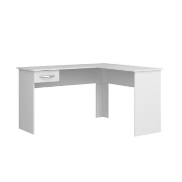 Imagem de Mesa Escrivaninha em L Pequena com 1 Gaveta 135 x 120 Cm MDP Branco 0703 - MENU