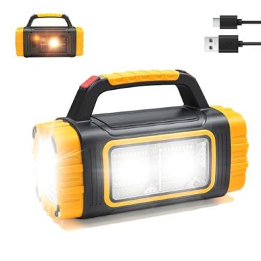 Imagem de GEEBONFLUGENS Lanterna solar versátil com dois modos de carregamento | Carregador de emergência portátil e luz de acampamento ao ar livre | 4 modos de luz USB/energia solar (amarelo) 1 peça