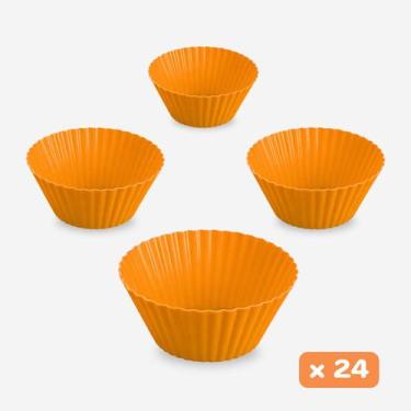 Imagem de Kit com 24 Forminhas de Silicone Premium Cupcake  BPA Free, Antiaderen