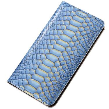 Imagem de POYUFRG Capa flip para Xiaomi 17 Pro Max/17 Pro/17, capa carteira de couro com estampa de cobra com compartimentos para cartões, capa protetora com fecho magnético, azul, 17 ProMax