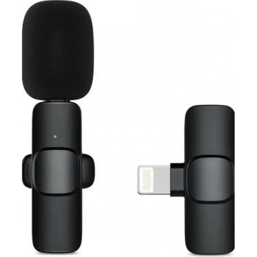 Imagem de Microfone Lapela Sem Fio USB Tipo C, 2.4GHz, Recarregável, Preto, 20-30m Alcance, Compatível com Android e Tablet, Plug-and-Play