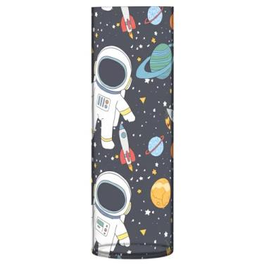 Imagem de JUZIHAI Vaso com padrão de astronauta para flores 9,9 cm x 30 cm Cilindro de plástico moderno vaso de flores para centro de mesa de casamento, decoração de casa