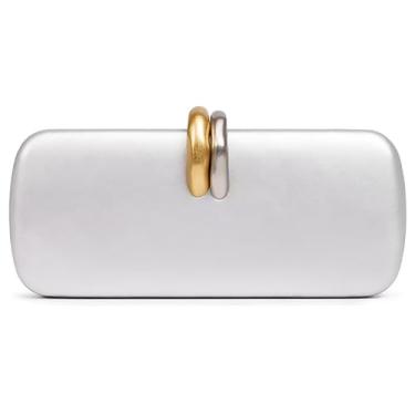Imagem de louceko Bolsa clutch formal feminina de couro PU para casamento, Prata